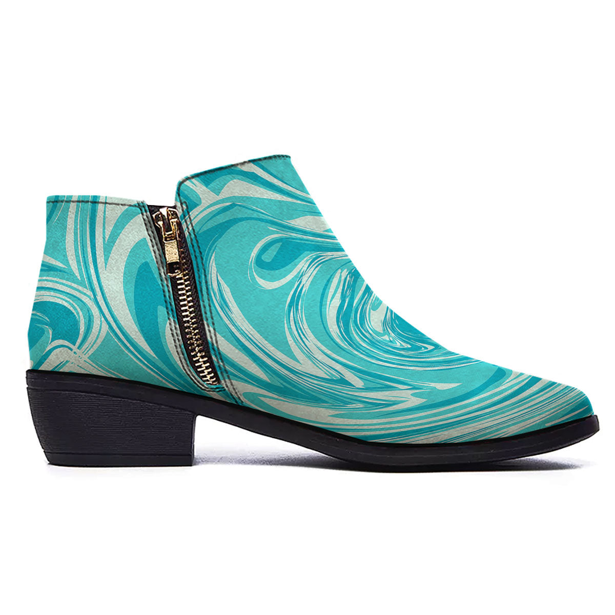 Wave Psychedelic Print Pattern Ankle Boots-grizzshop