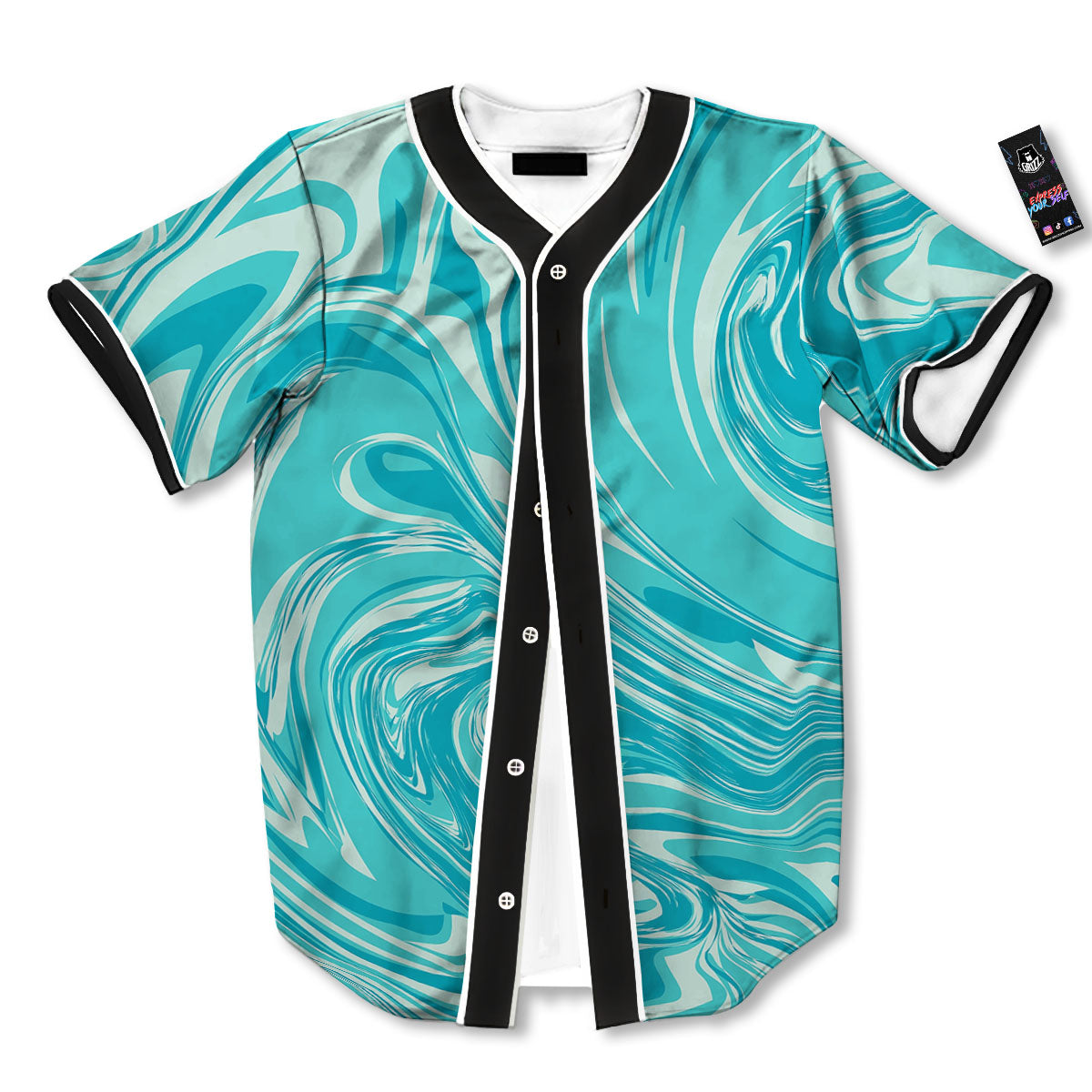 Wave Psychedelic Print Pattern Baseball Jersey-grizzshop