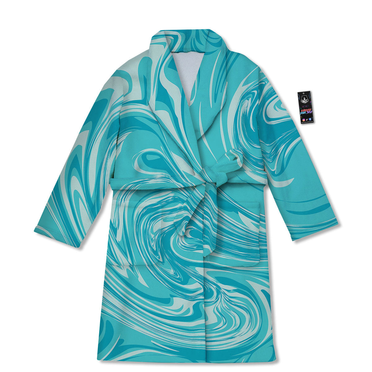 Wave Psychedelic Print Pattern Bathrobe-grizzshop
