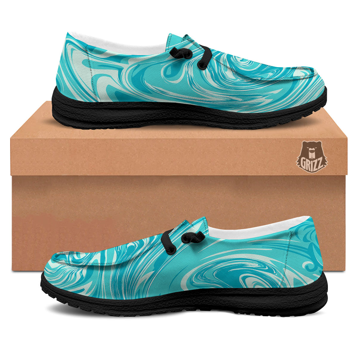 Wave Psychedelic Print Pattern Black Loafers-grizzshop