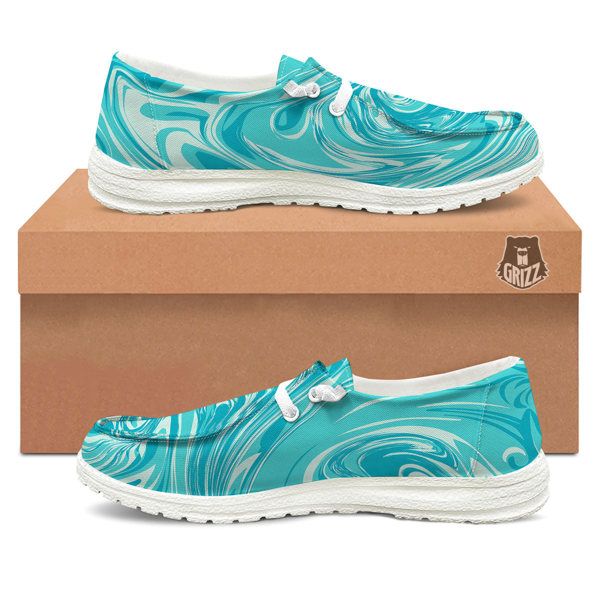 Wave Psychedelic Print Pattern Black Loafers-grizzshop