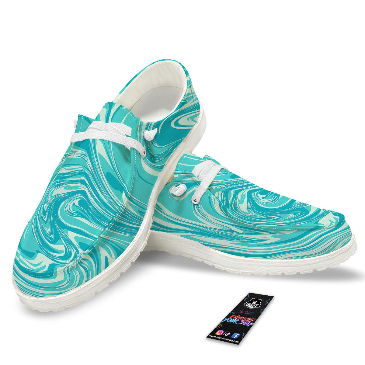 Wave Psychedelic Print Pattern Black Loafers-grizzshop