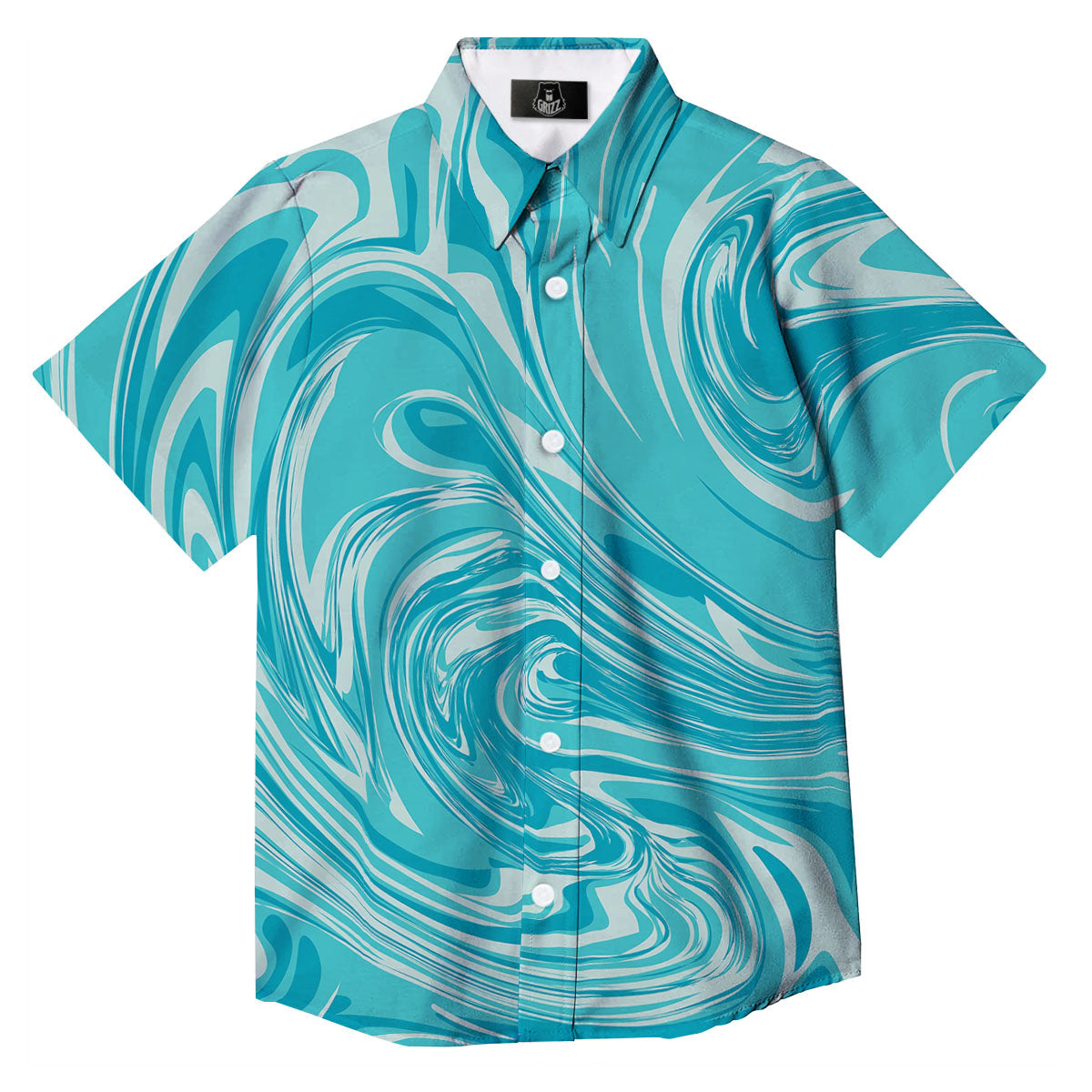 Wave Psychedelic Print Pattern Button Up Shirt-grizzshop