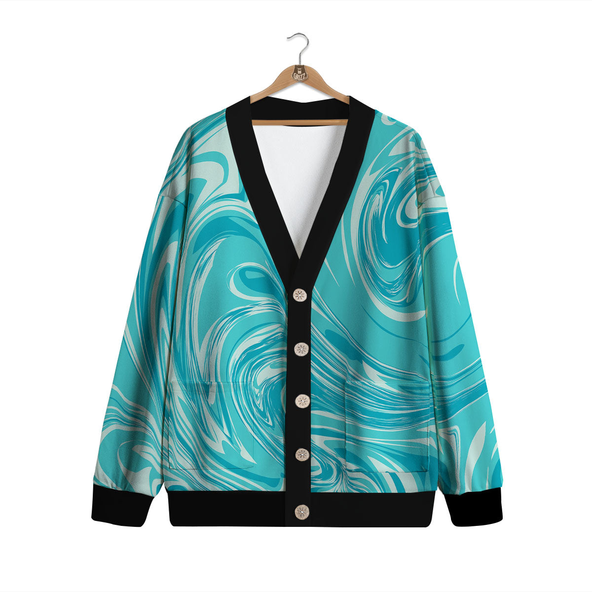 Wave Psychedelic Print Pattern Cardigan-grizzshop