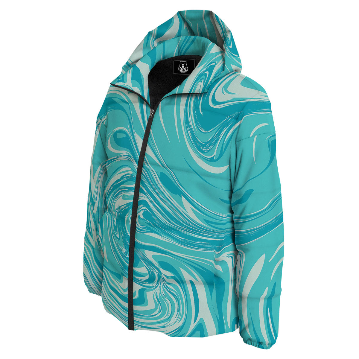 Wave Psychedelic Print Pattern Down Jacket-grizzshop