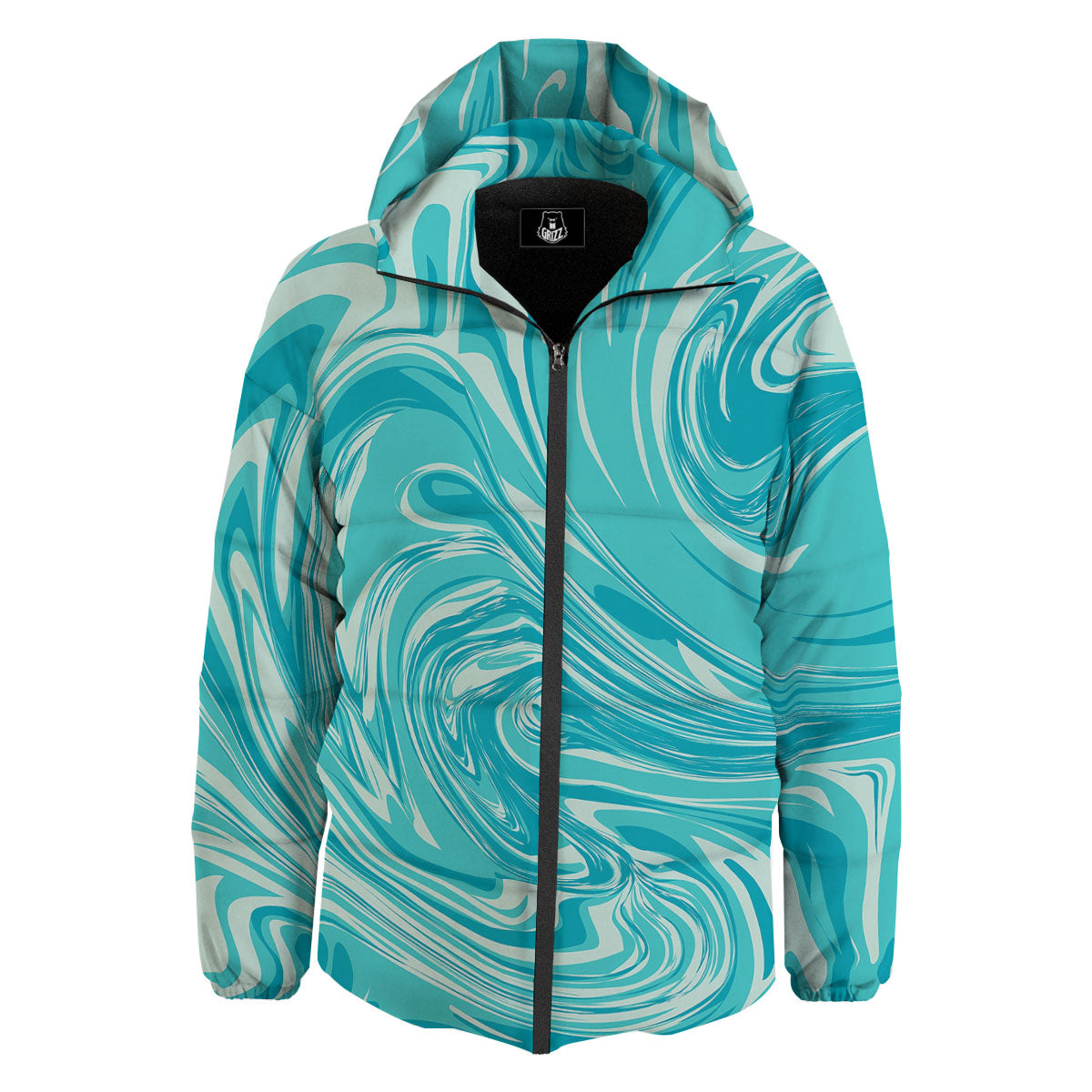 Wave Psychedelic Print Pattern Down Jacket-grizzshop