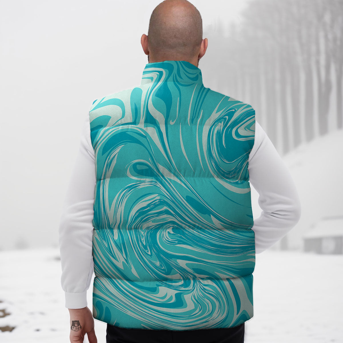 Wave Psychedelic Print Pattern Down Vest