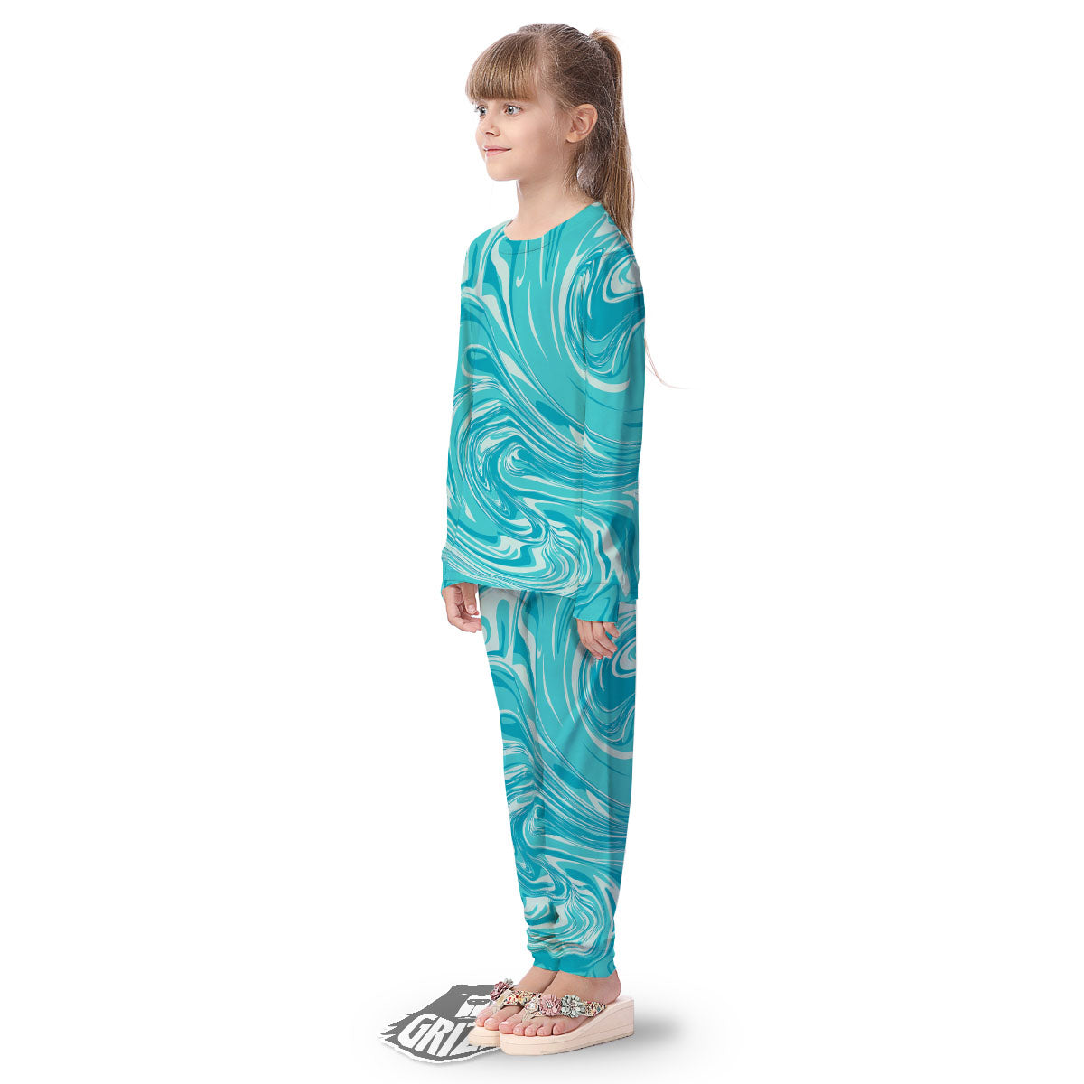 Wave Psychedelic Print Pattern Kid's Pajamas-grizzshop