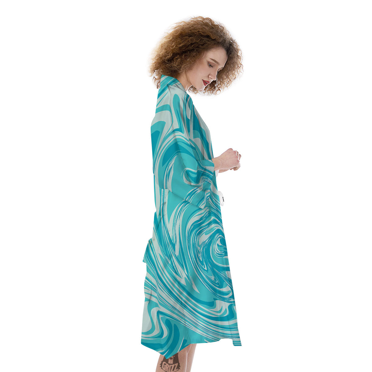 Wave Psychedelic Print Pattern Kimono-grizzshop