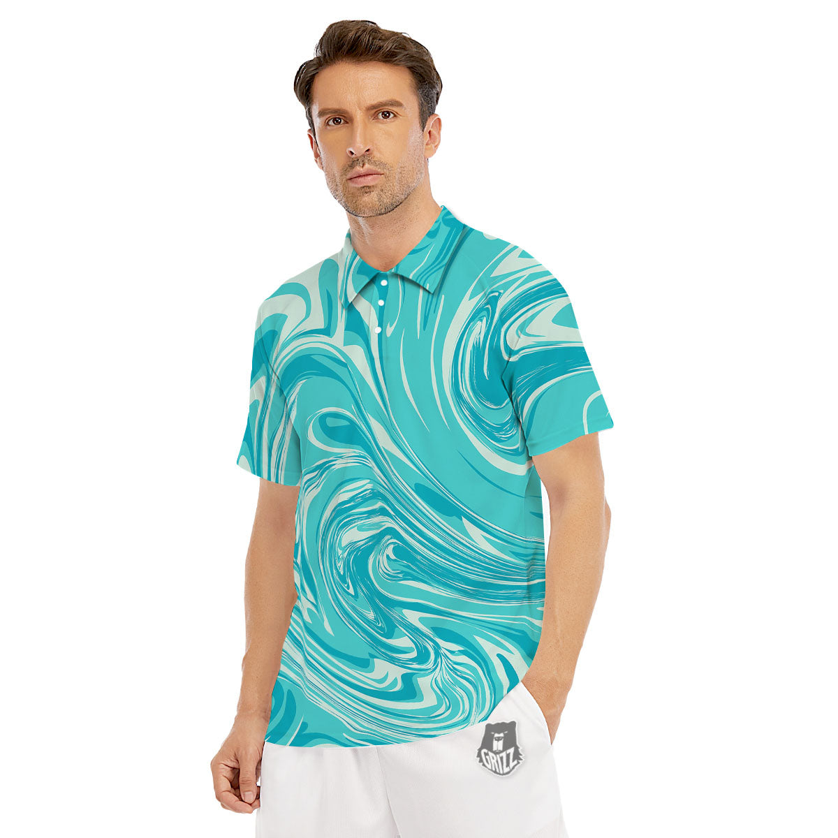 Wave Psychedelic Print Pattern Men's Golf Shirts-grizzshop