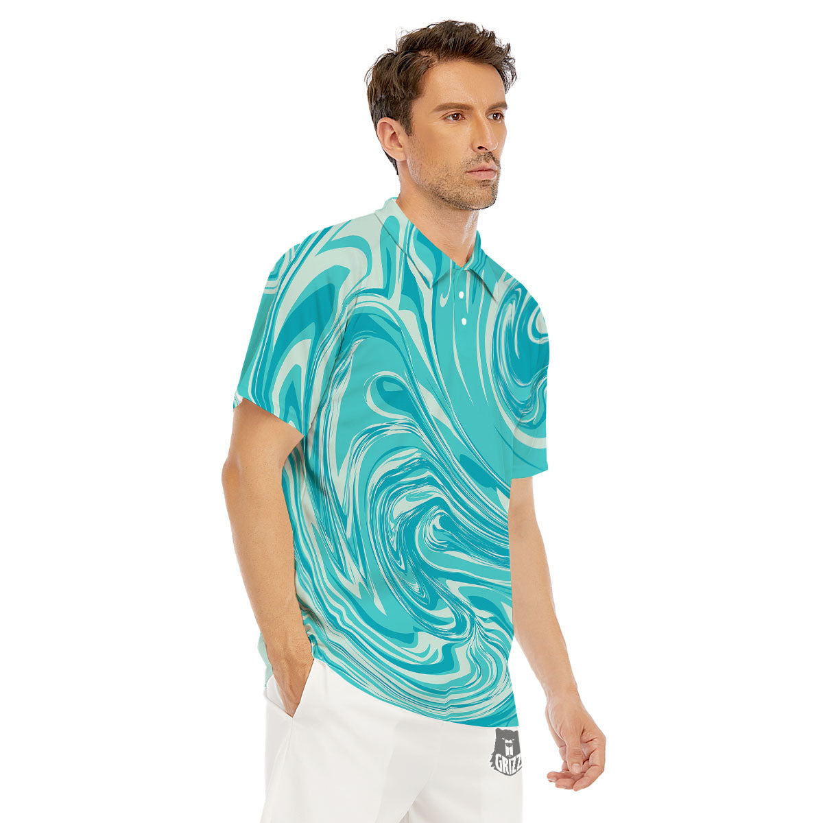 Wave Psychedelic Print Pattern Men's Golf Shirts-grizzshop