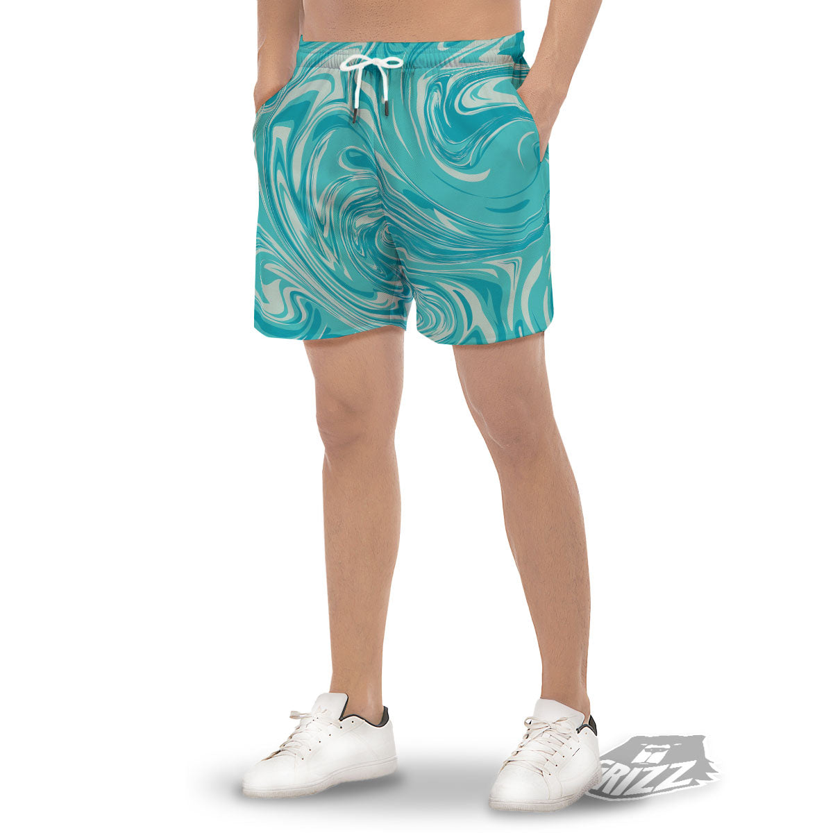 Wave Psychedelic Print Pattern Men's Gym Shorts-grizzshop