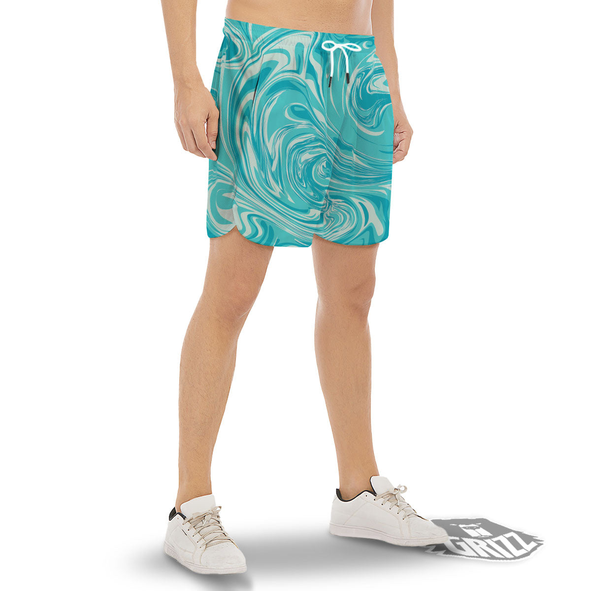 Wave Psychedelic Print Pattern Men's Gym Shorts-grizzshop