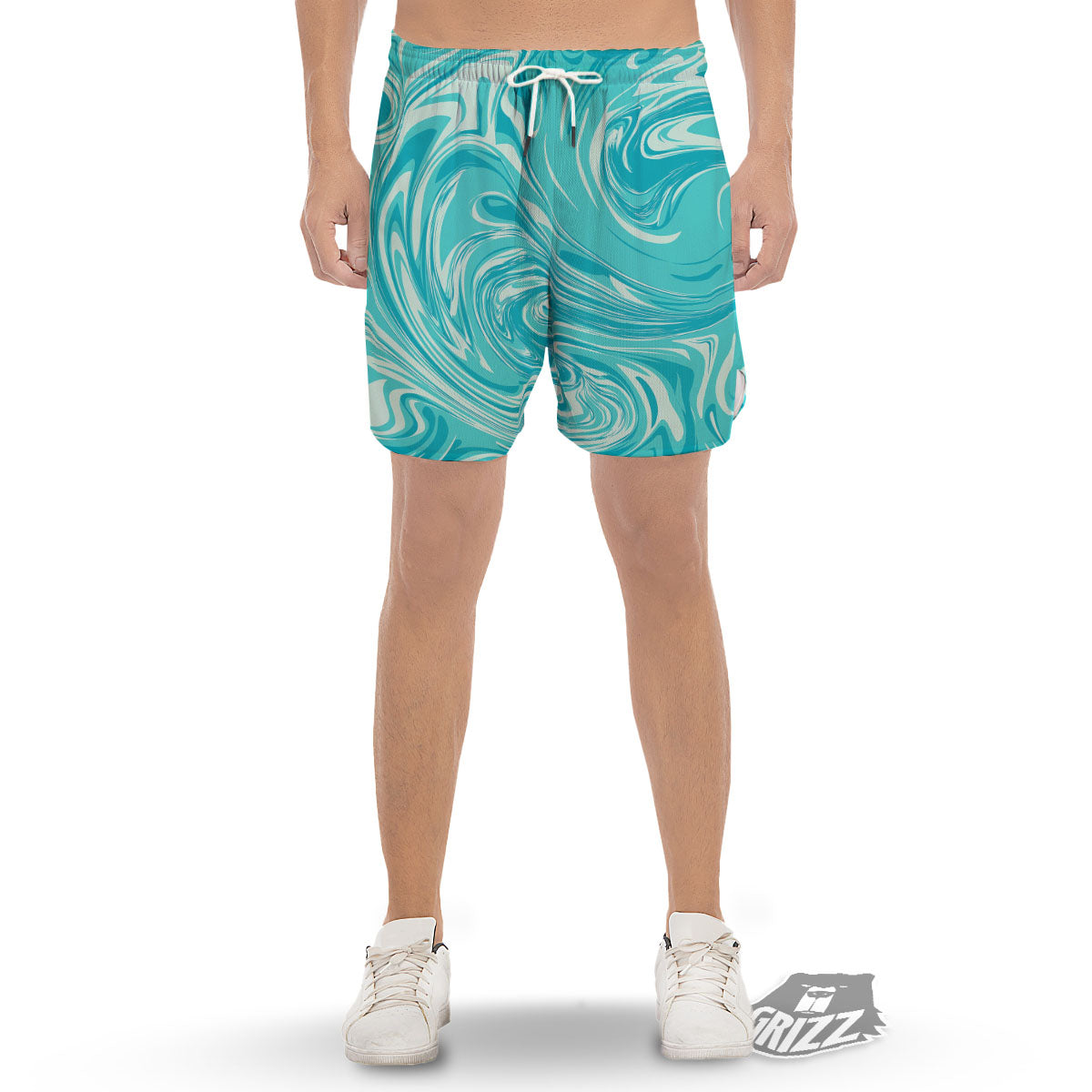 Wave Psychedelic Print Pattern Men's Gym Shorts-grizzshop