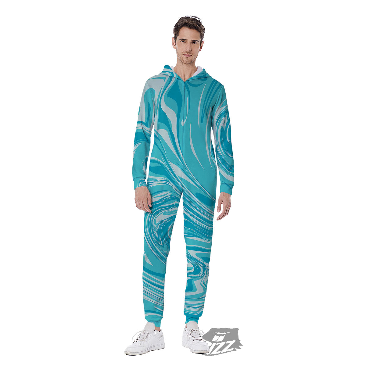 Wave Psychedelic Print Pattern Men's Jumpsuit-grizzshop