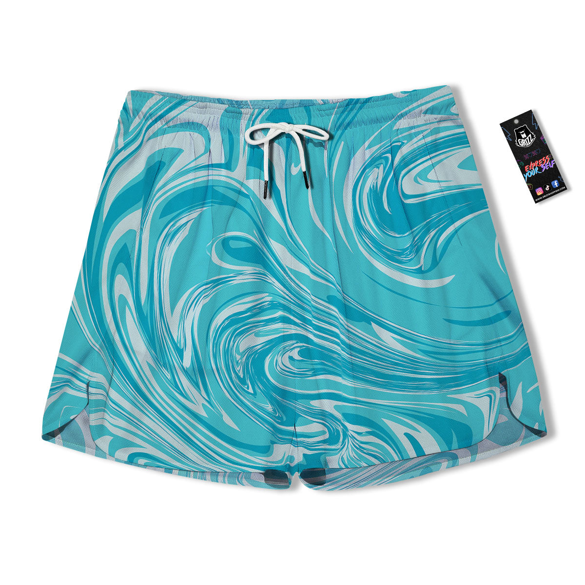 Wave Psychedelic Print Pattern Men's Running Shorts-grizzshop