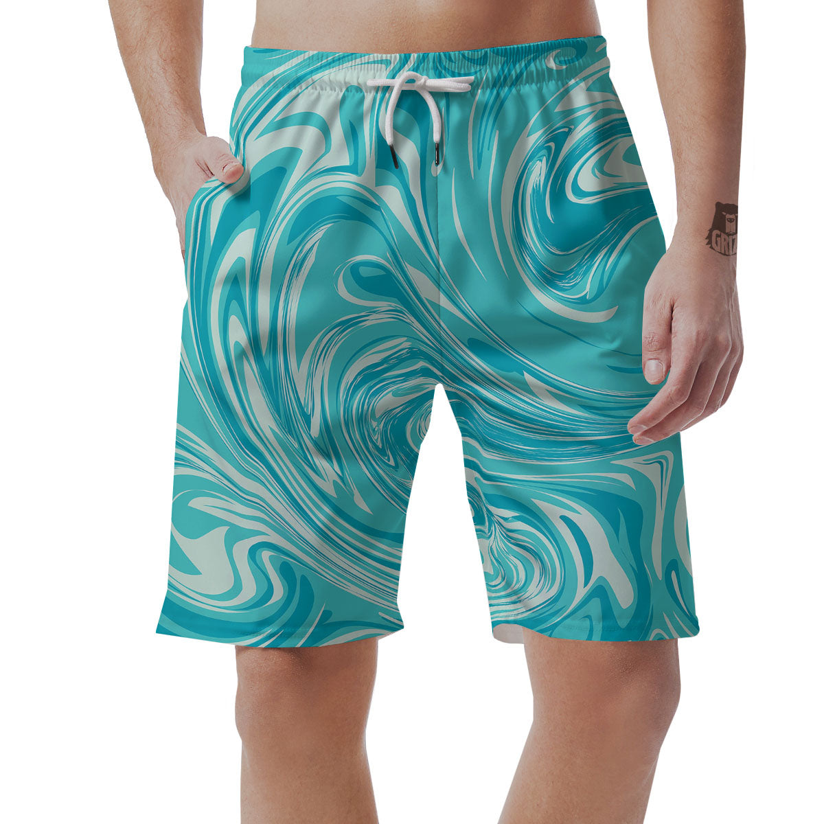 Wave Psychedelic Print Pattern Men's Shorts-grizzshop