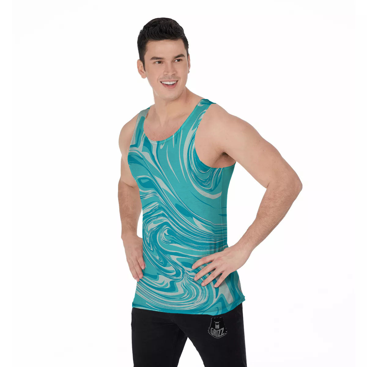 Wave Psychedelic Print Pattern Men's Tank Top-grizzshop