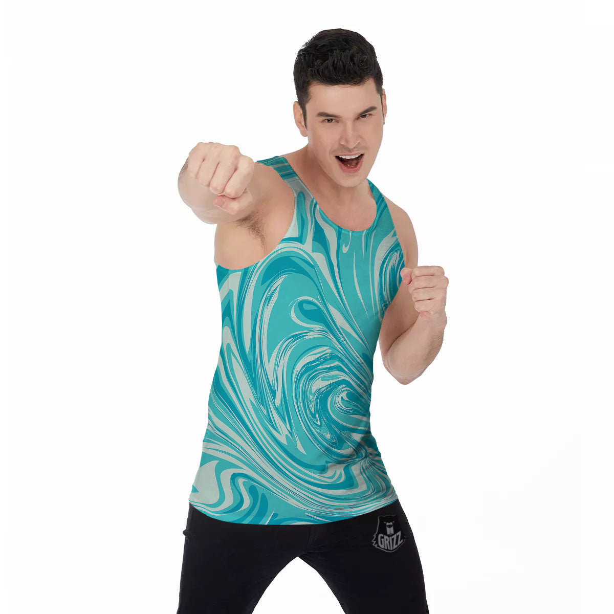 Wave Psychedelic Print Pattern Men's Tank Top-grizzshop