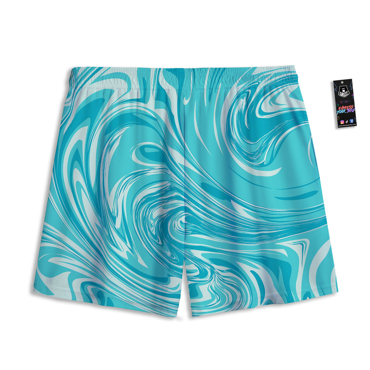Wave Psychedelic Print Pattern Mesh Shorts