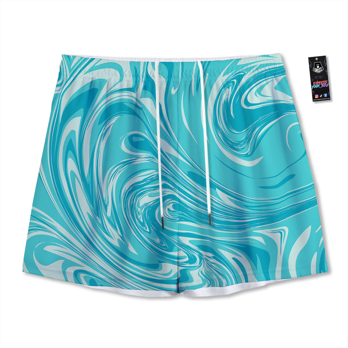 Wave Psychedelic Print Pattern Mesh Shorts