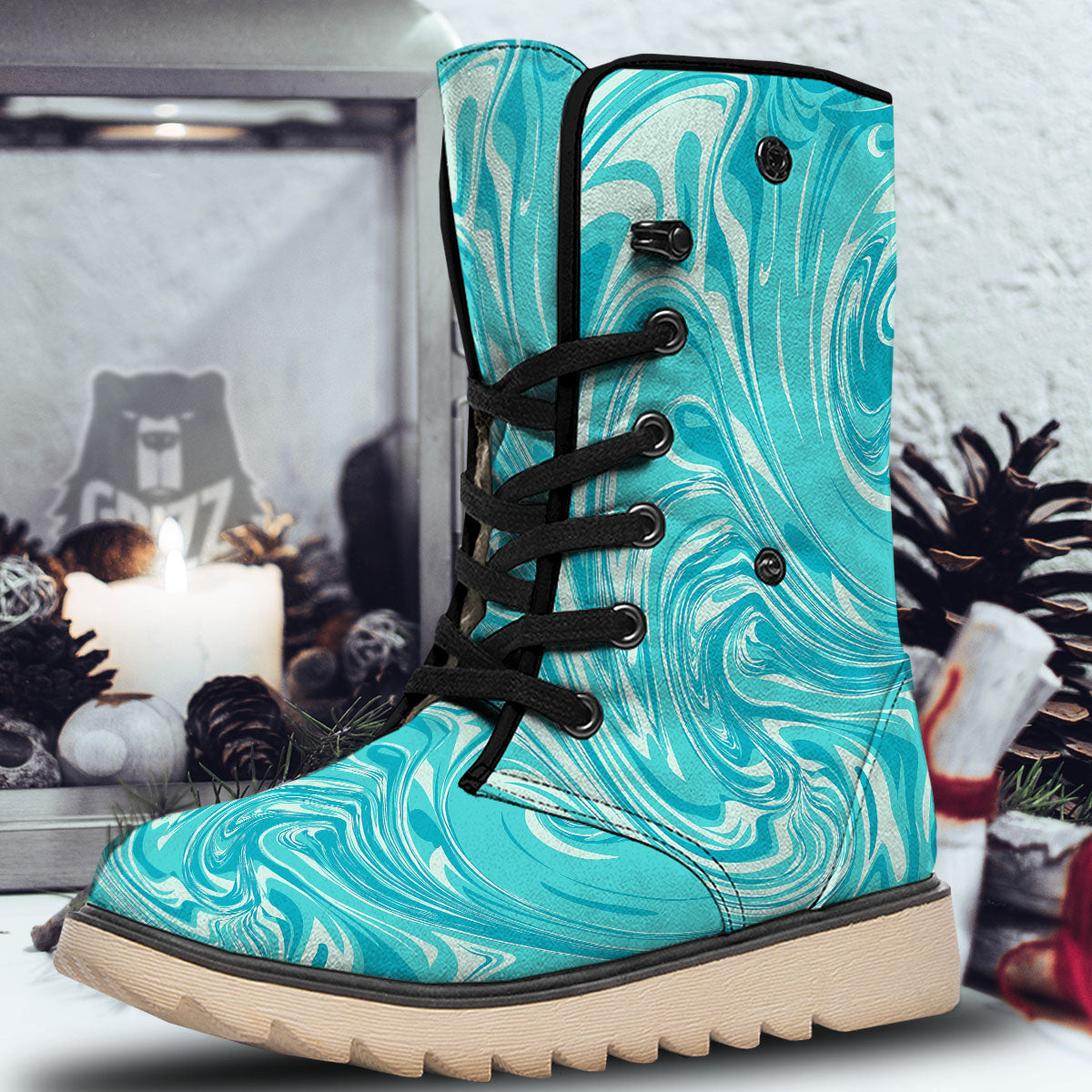 Wave Psychedelic Print Pattern Snow Boots-grizzshop