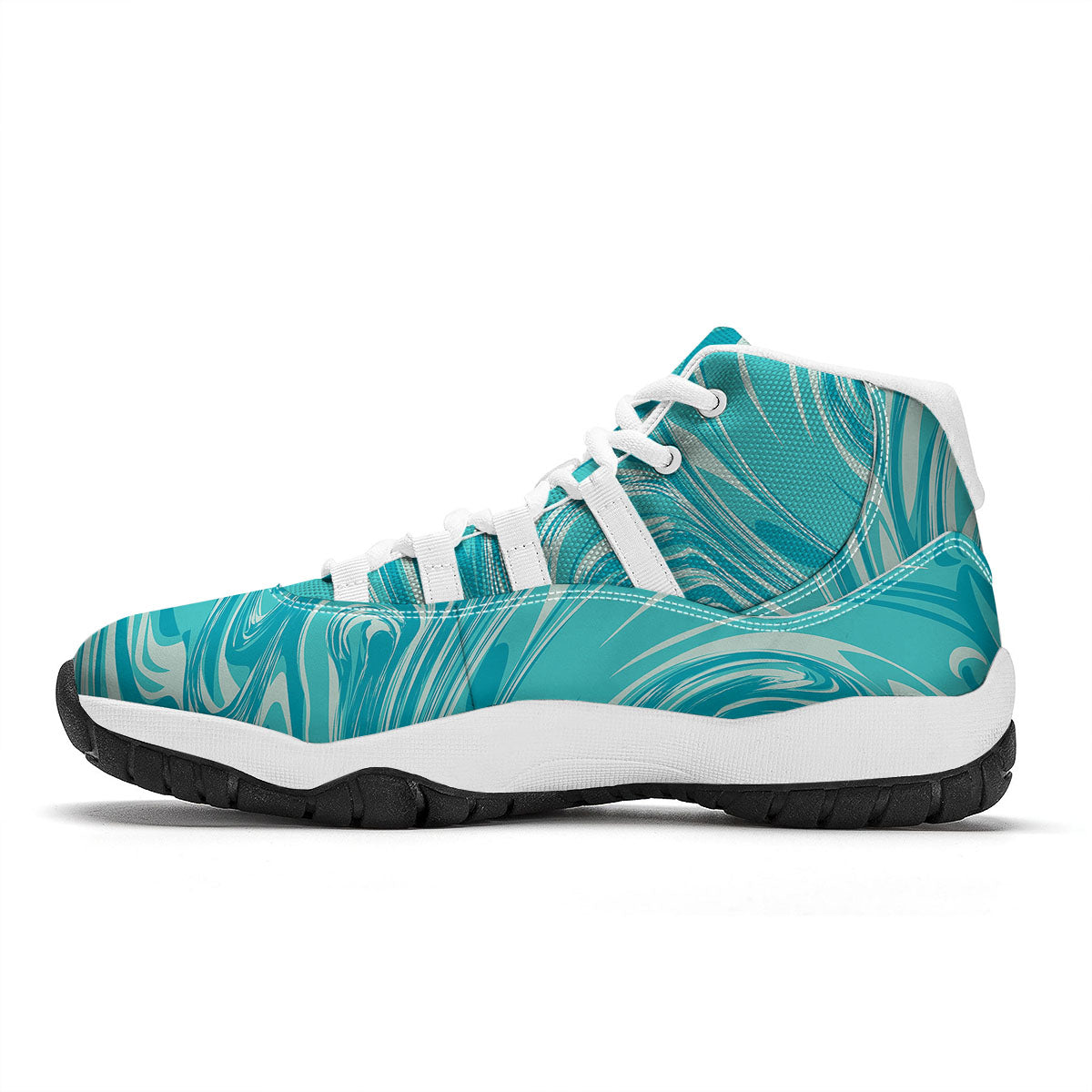 Wave Psychedelic Print Pattern White Bball Shoes-grizzshop