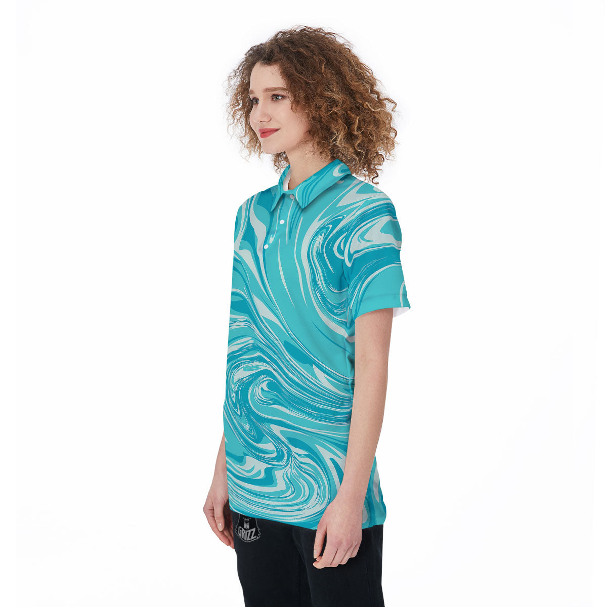 Wave Psychedelic Print Pattern Women's Golf Shirts-grizzshop