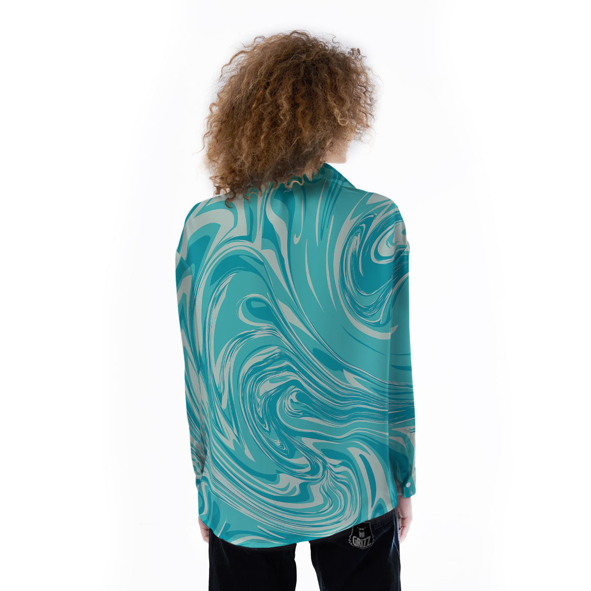 Wave Psychedelic Print Pattern Women's Long Sleeve Shirts-grizzshop
