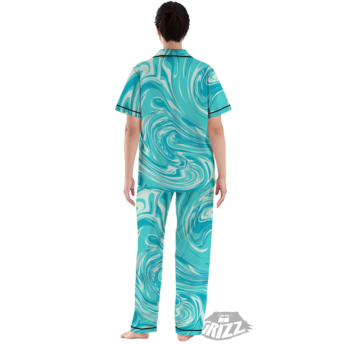 Wave Psychedelic Print Pattern Women's Pajamas Set-grizzshop