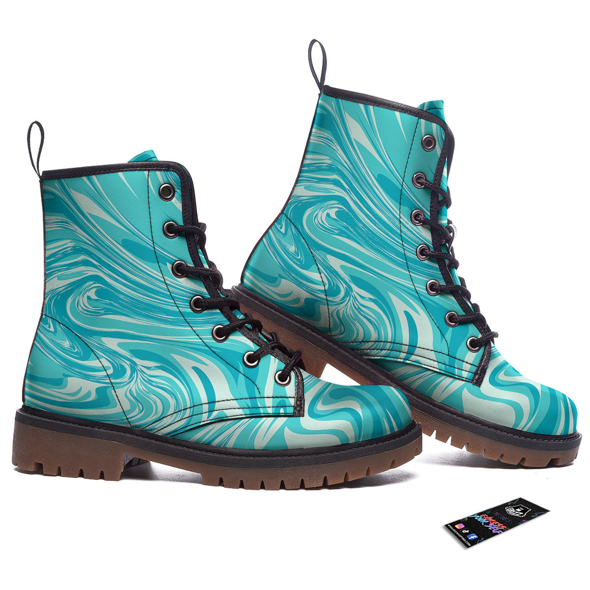Wave Psychedelic Print Pattern Work Boots-grizzshop