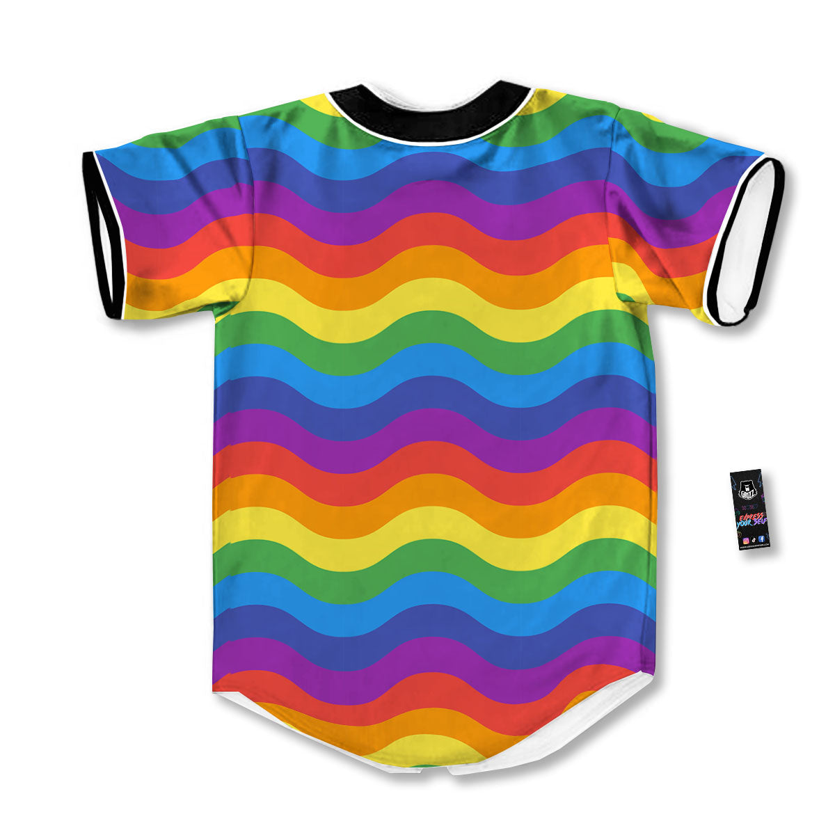 Wave Rainbow Print Pattern Baseball Jersey-grizzshop
