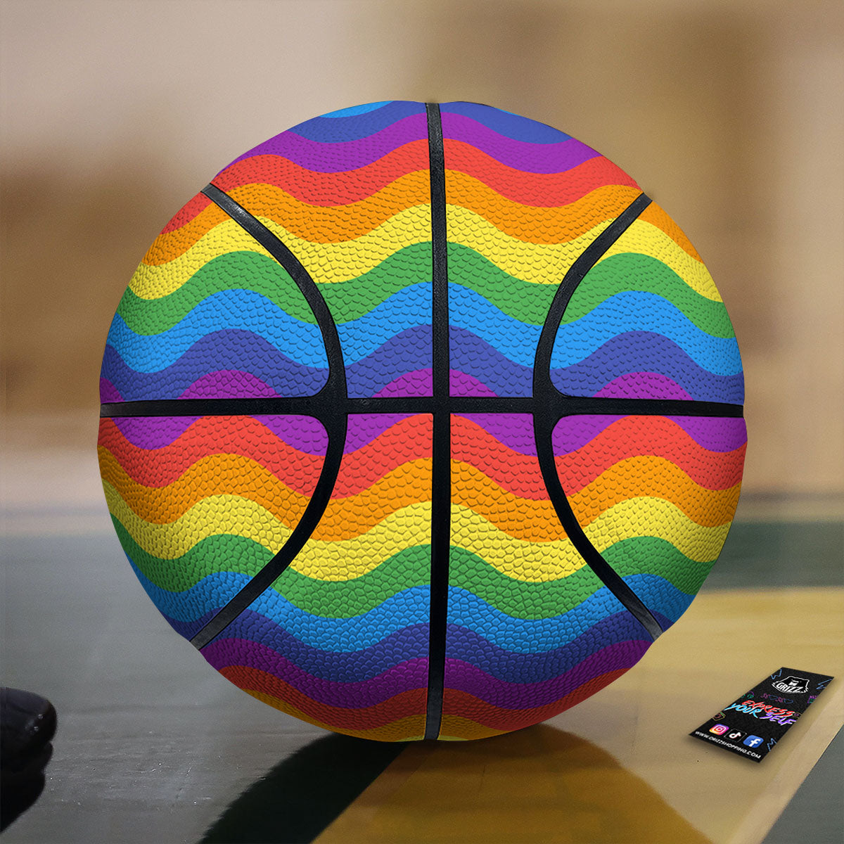 Wave Rainbow Print Pattern Basketball-grizzshop