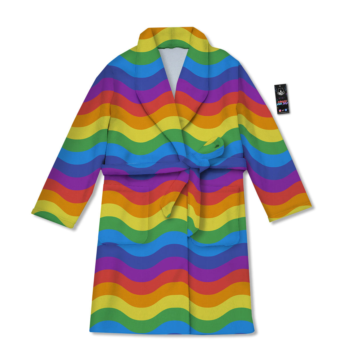 Wave Rainbow Print Pattern Bathrobe-grizzshop