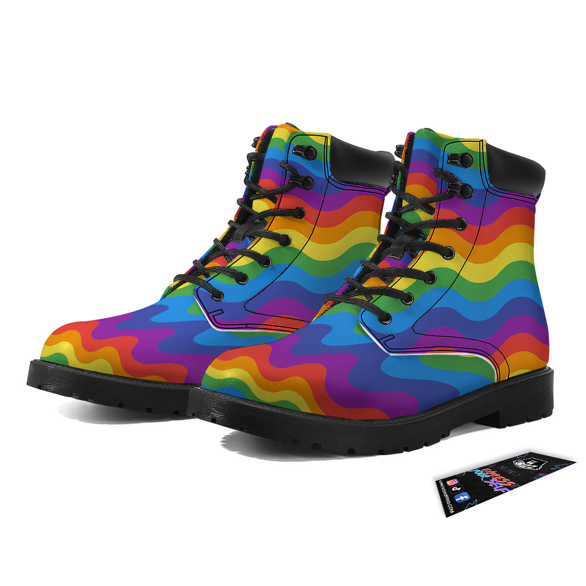 Wave Rainbow Print Pattern Boots-grizzshop