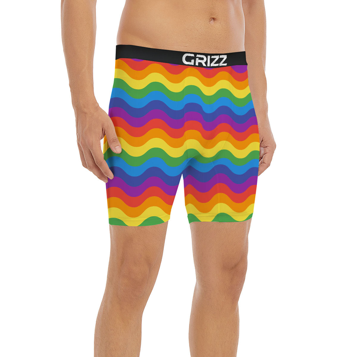 Wave Rainbow Print Pattern Boxer Briefs-grizzshop