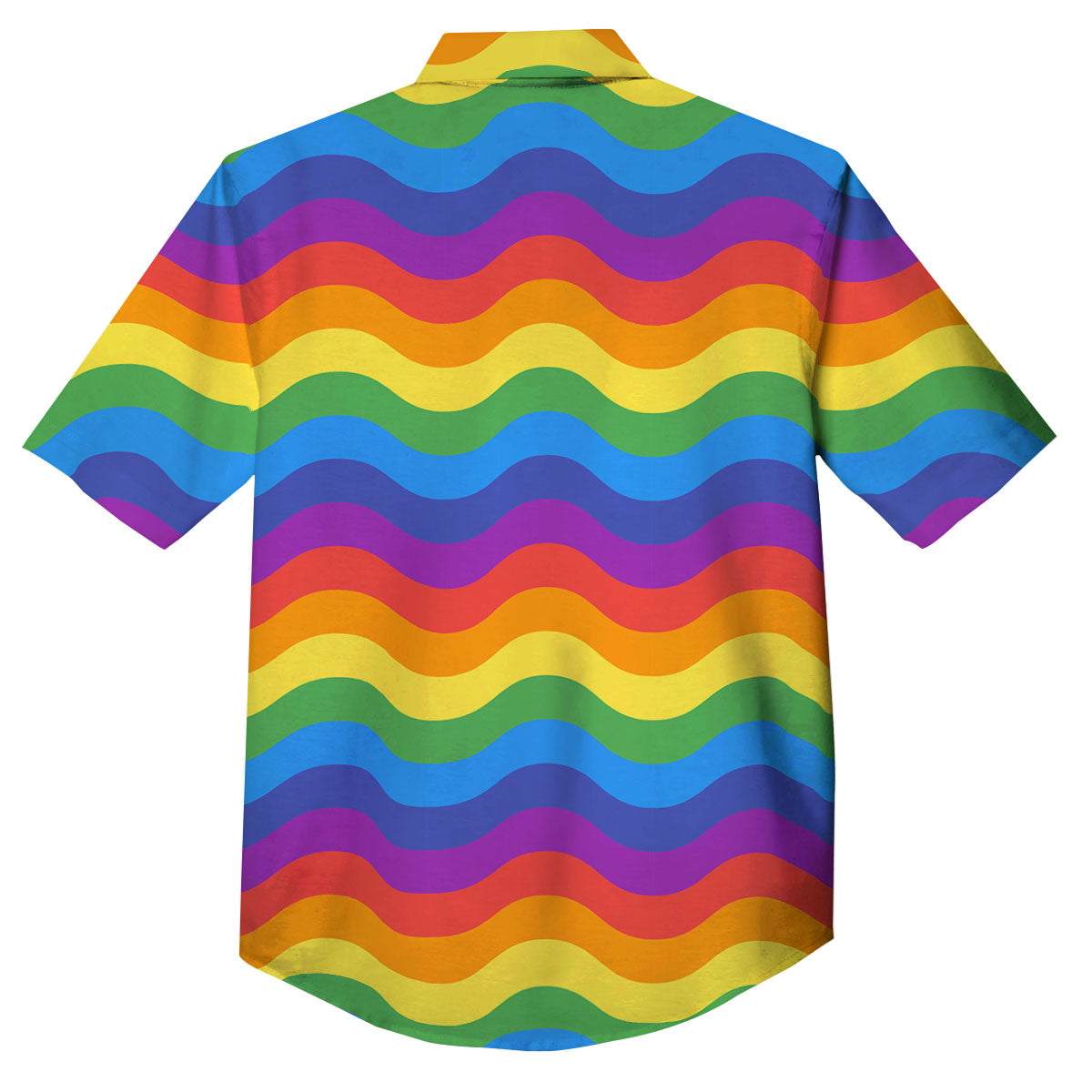 Wave Rainbow Print Pattern Button Up Shirt-grizzshop