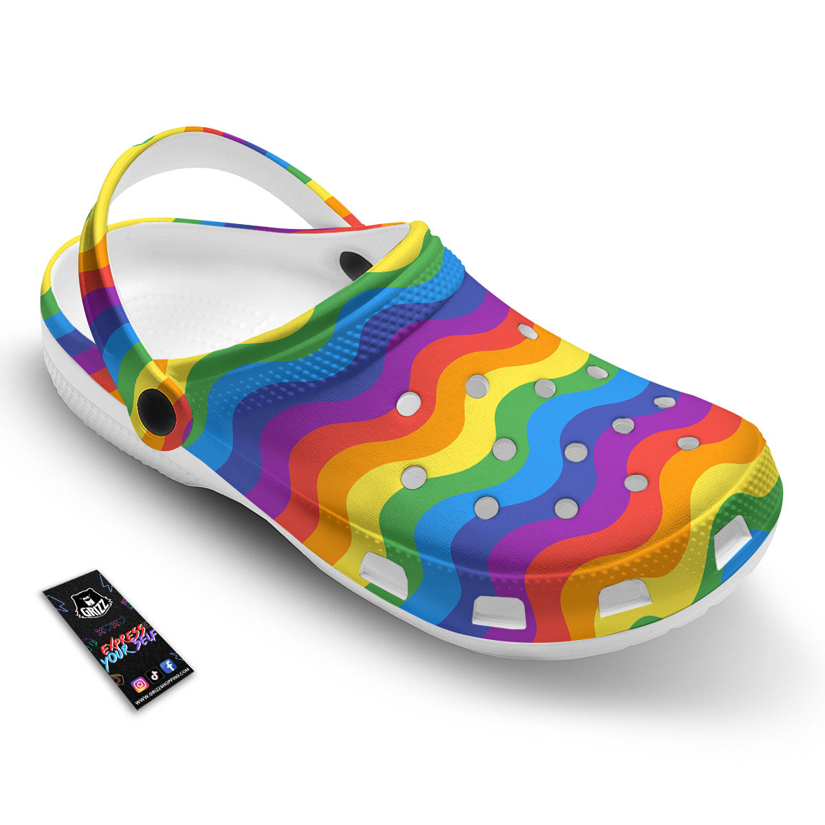 Wave Rainbow Print Pattern Clog-grizzshop