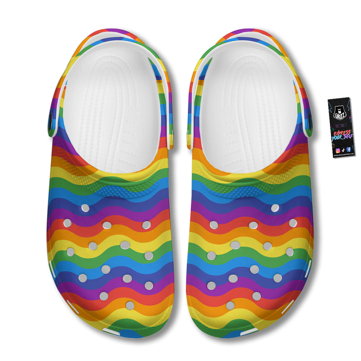 Wave Rainbow Print Pattern Clog-grizzshop