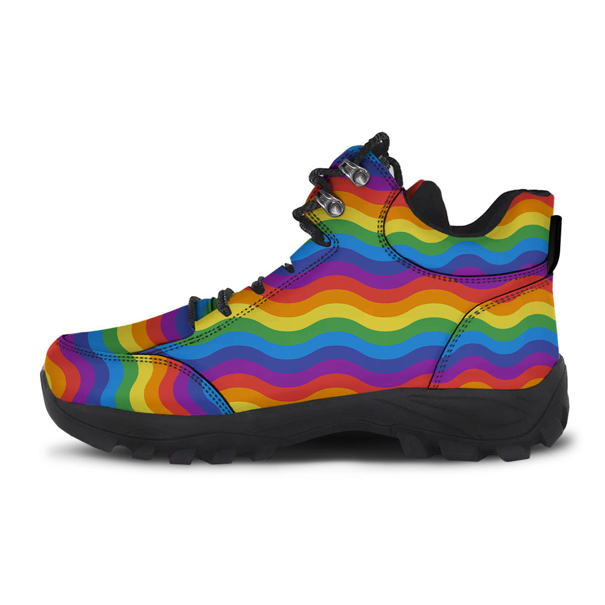 Wave Rainbow Print Pattern Hiking Shoes-grizzshop