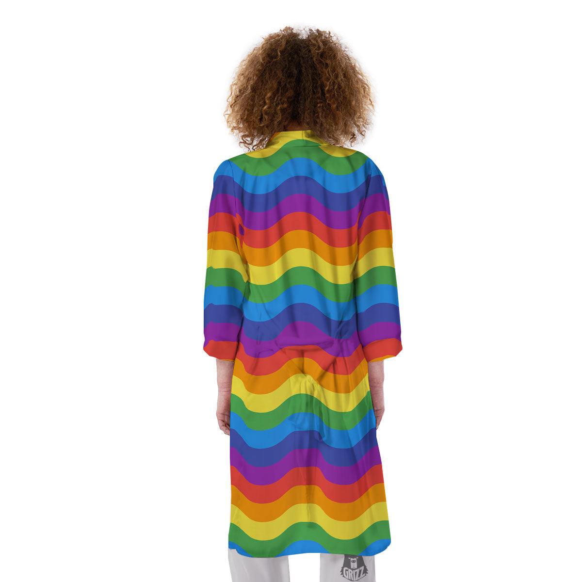 Wave Rainbow Print Pattern Kimono-grizzshop