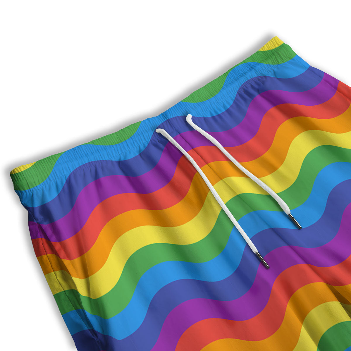 Wave Rainbow Print Pattern Men's Athletic Shorts