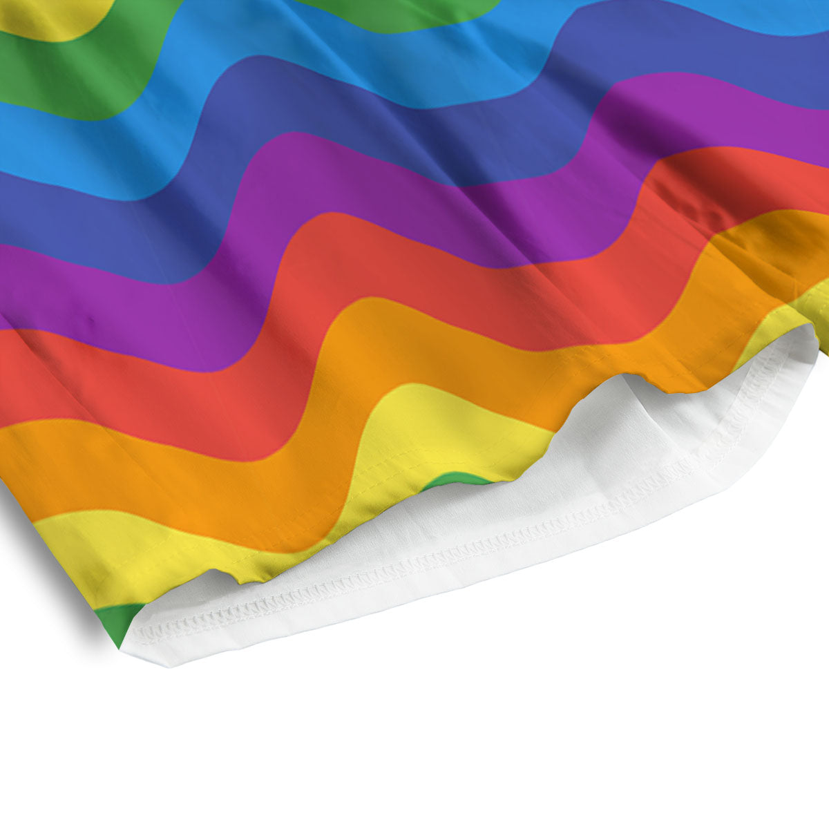 Wave Rainbow Print Pattern Men's Athletic Shorts