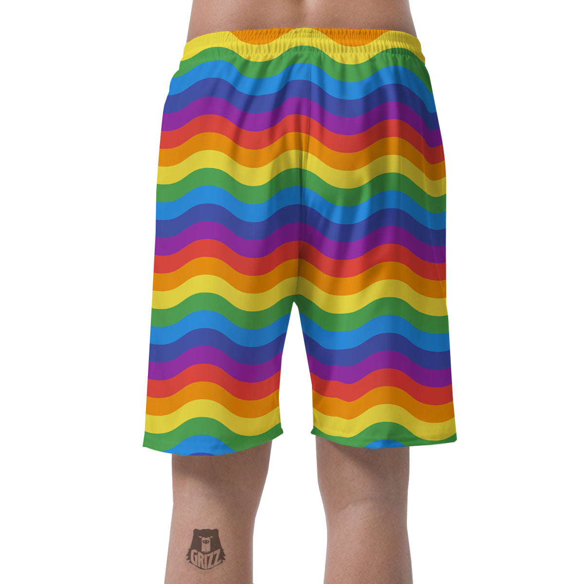 Wave Rainbow Print Pattern Men's Shorts-grizzshop