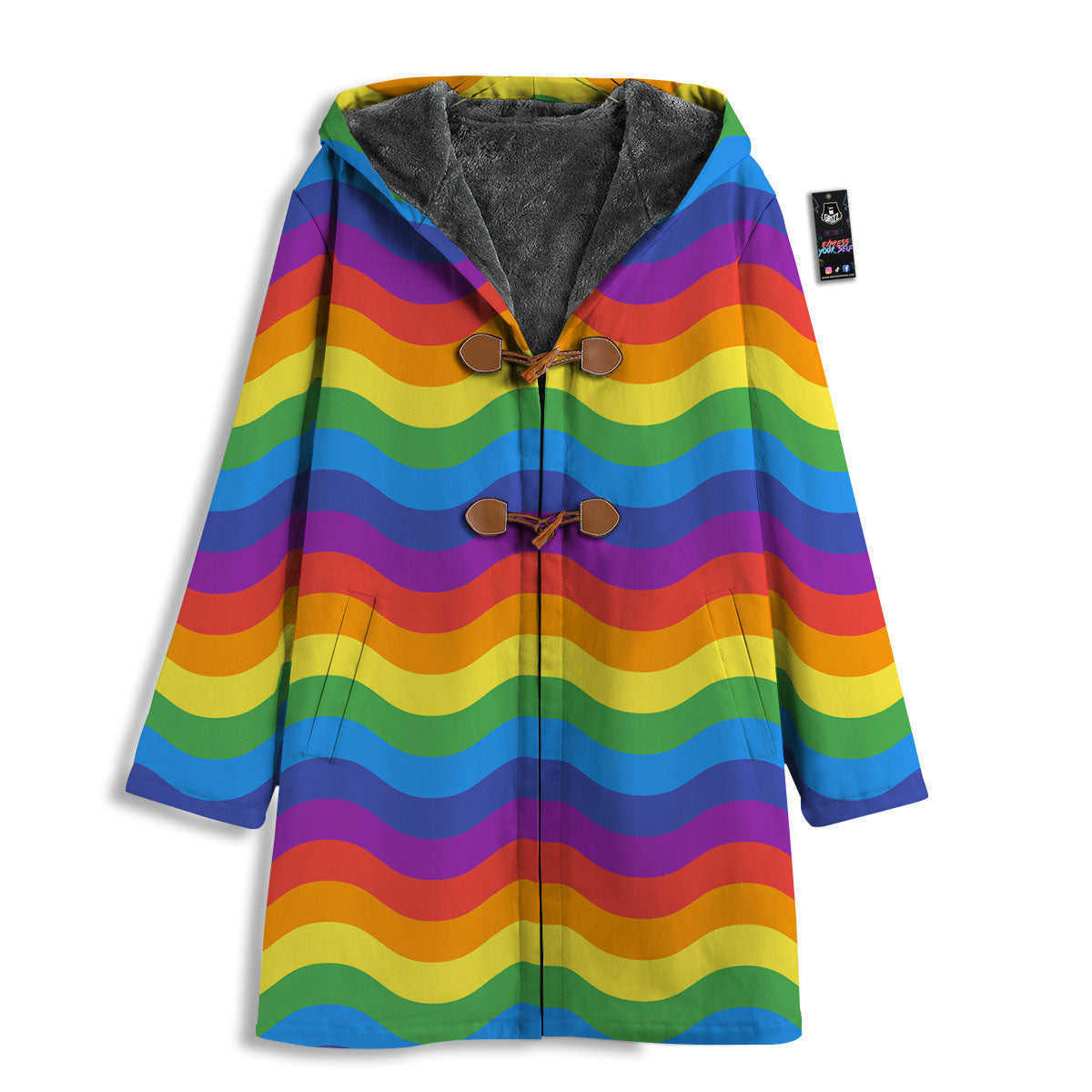 Wave Rainbow Print Pattern Men's Windbreaker Jacket-grizzshop