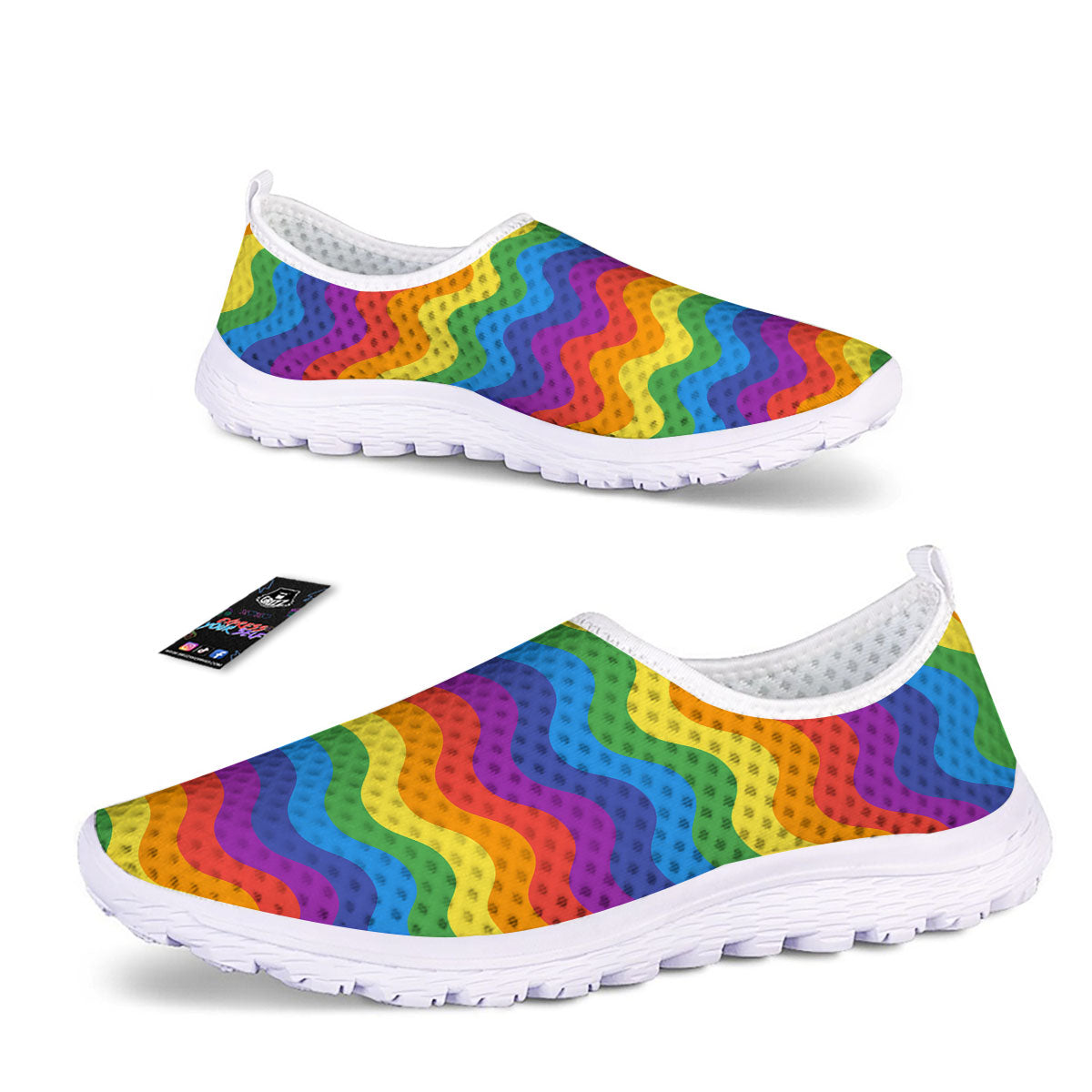 Wave Rainbow Print Pattern Nurse Shoes-grizzshop
