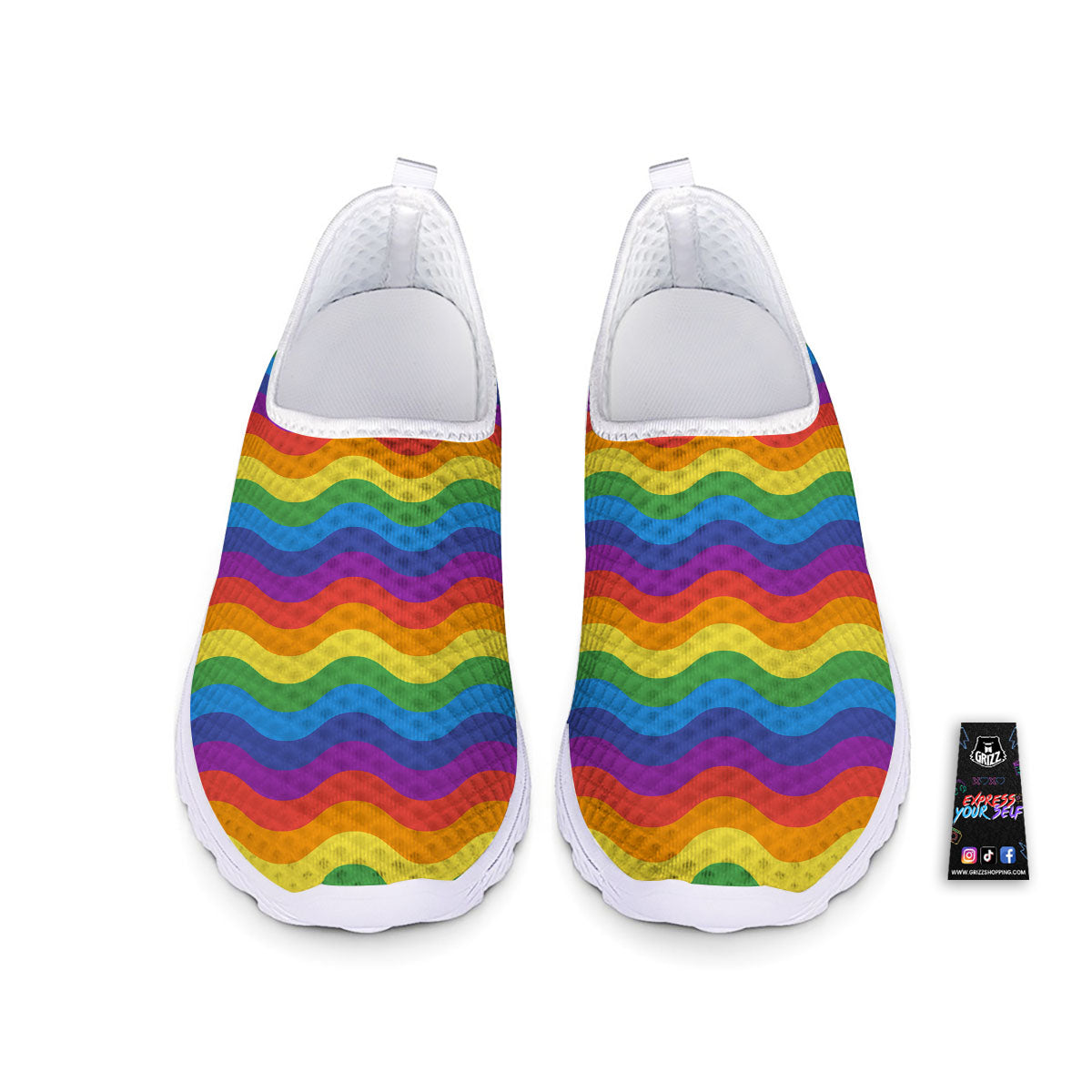 Wave Rainbow Print Pattern Nurse Shoes-grizzshop