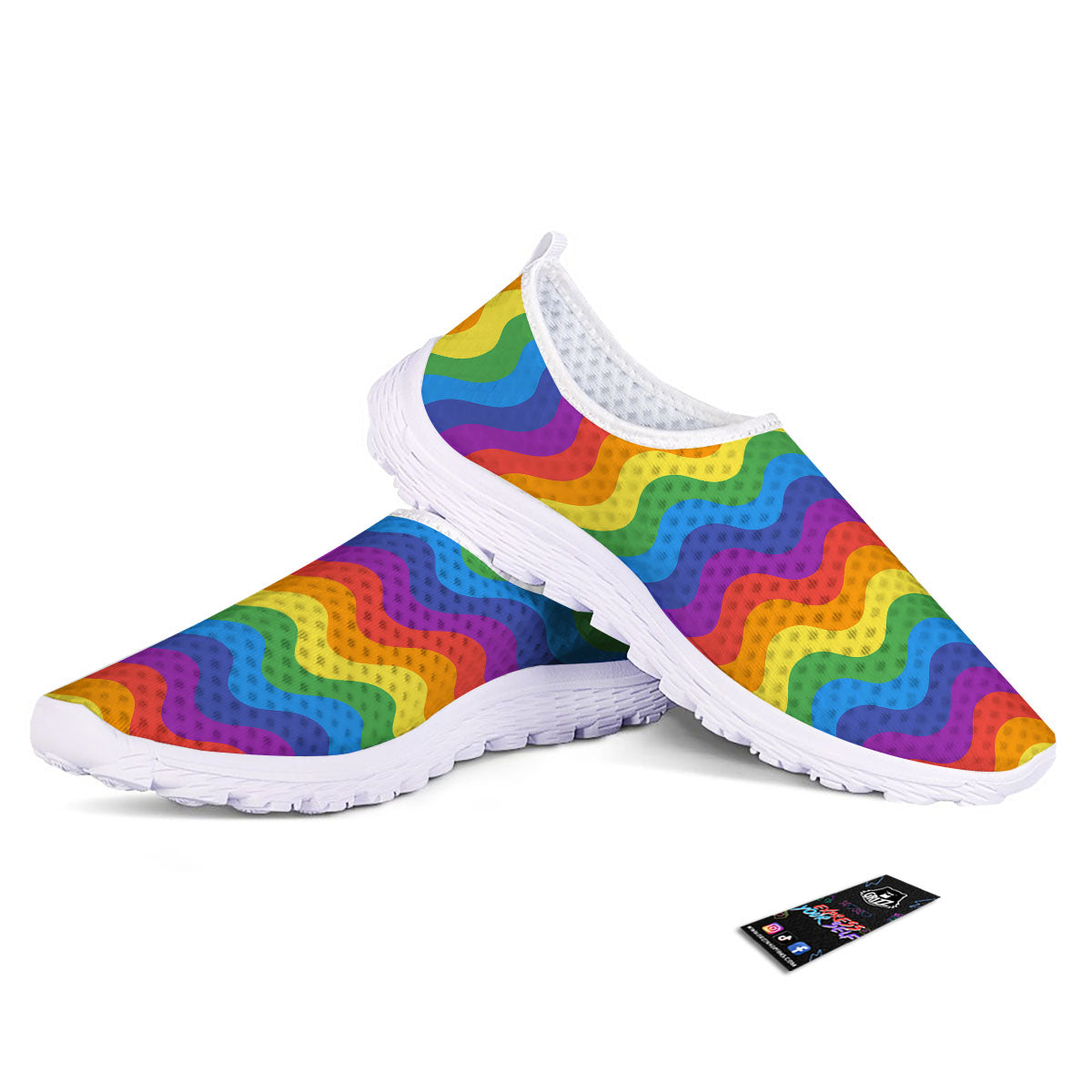 Wave Rainbow Print Pattern Nurse Shoes-grizzshop