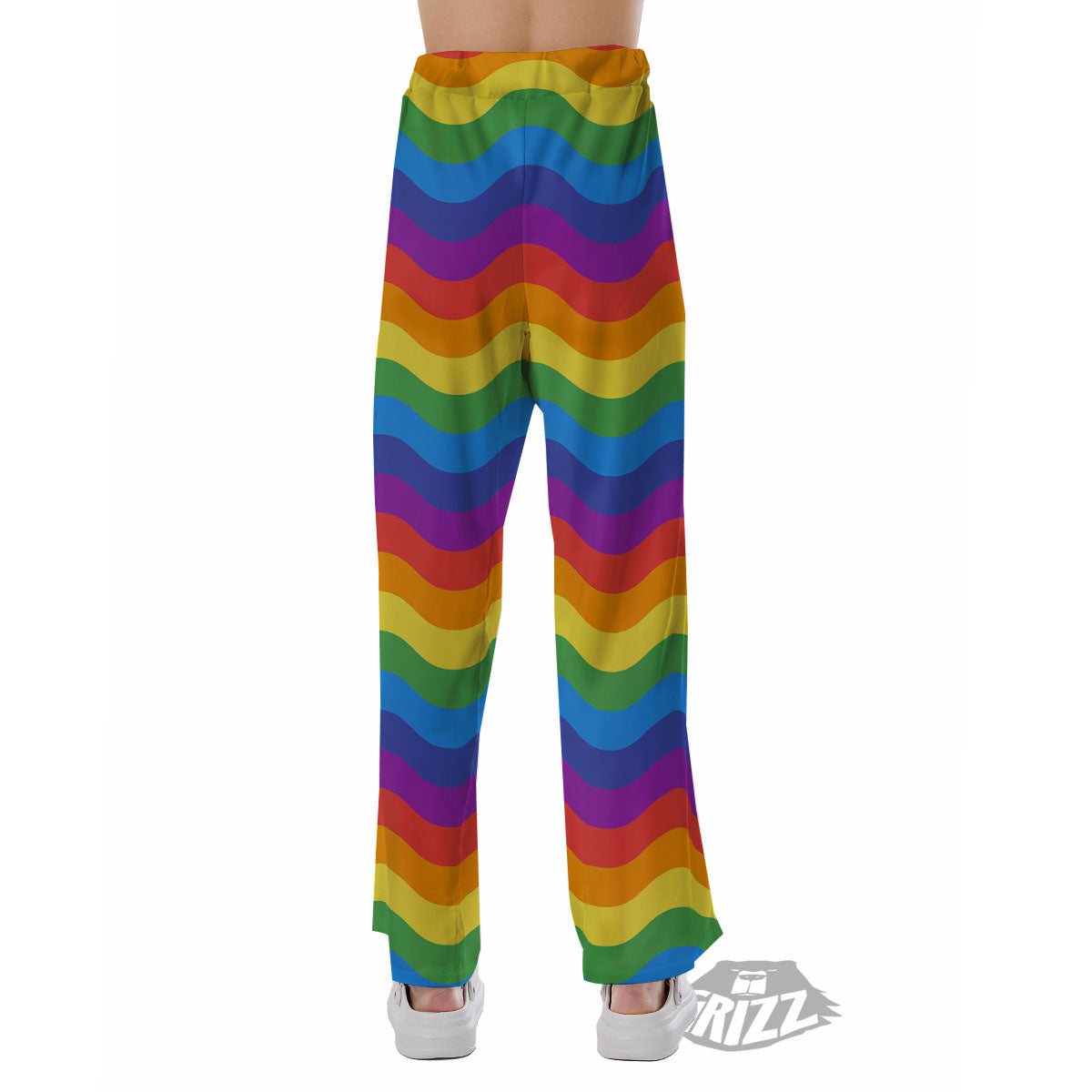 Wave Rainbow Print Pattern Pajama Pants-grizzshop
