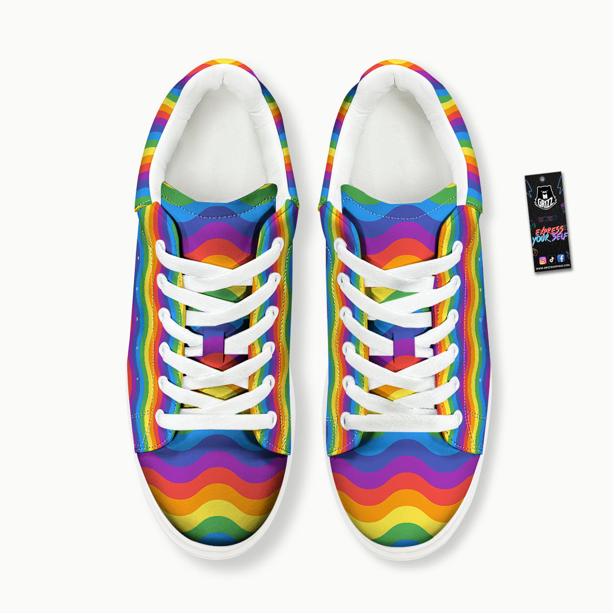 Wave Rainbow Print Pattern Platform Shoes-grizzshop